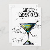 Dirty Martini Cocktail Recipe Briefkaart (Voorkant / Achterkant)