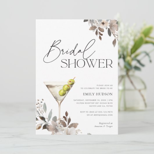 Dirty Martini Cocktail Vrijgezellenfeest Kaart (Staand voorkant)