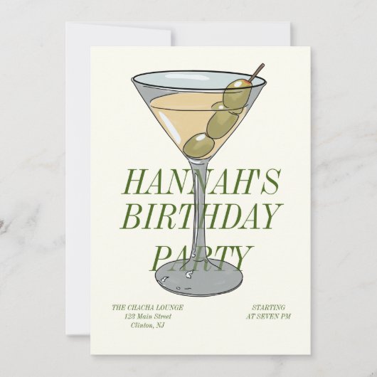 Dirty Martini Invitation d'anniversaire (Devant)