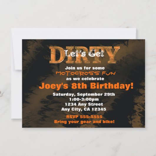 Dirty Mud Run Course Motocross Racing Invitation (Devant)