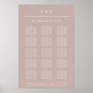 Dirty Pink Taupe Monogram Trouwstoel Grafiek Poster