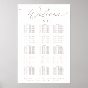 Dirty Pink Taupe Wedding Welkom Zitting Grafiek Poster