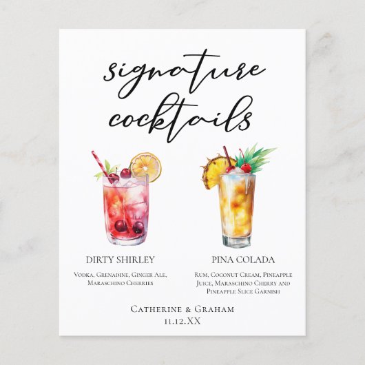 Dirty Shirley Piña Colada Signature Cocktails Menu (Devant)