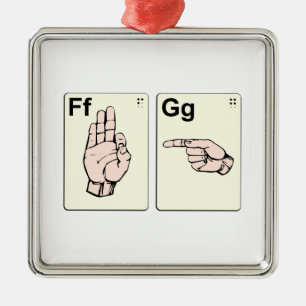 Dirty Sign Language Flash-kaarten Metalen Ornament