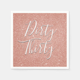 Dirty Thirty Birthday Roos Goud Blush Roze Glitter Servet