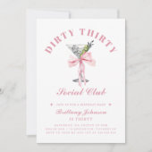 Dirty Thirty Bow & Martini 30e verjaardag Kaart (Voorkant)