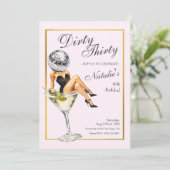 Dirty Thirty Disco Martini 30ste verjaardagsfeestj Kaart (Staand voorkant)