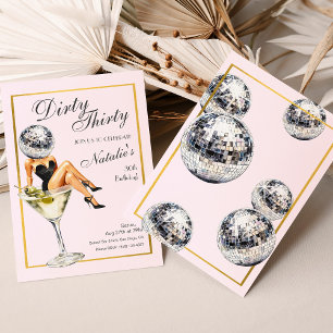 Dirty Thirty Disco Martini 30ste verjaardagsfeestj Kaart