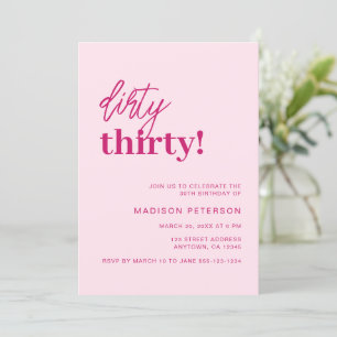 Dirty Thirty Modern Blush Roze Verjaardagsfeestje Kaart