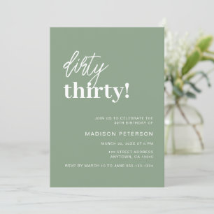 Dirty Thirty Modern Sage Green verjaardagsfeestje Kaart