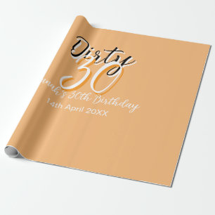 Dirty Thirty oranje witte eenvoudige retro verjaar Cadeaupapier