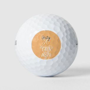 Dirty Thirty oranje witte eenvoudige retro verjaar Golfballen