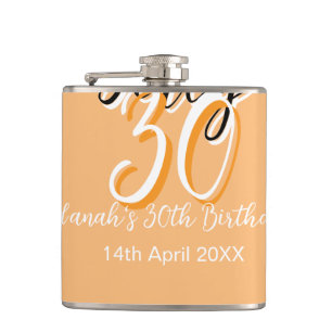 Dirty Thirty oranje witte eenvoudige retro verjaar Heupfles