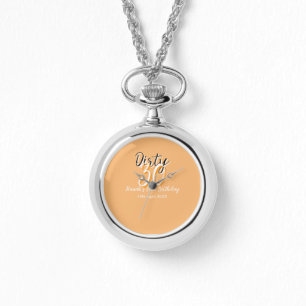 Dirty Thirty oranje witte eenvoudige retro verjaar Horloge
