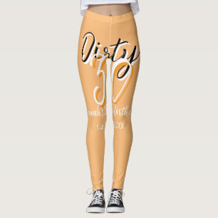 Dirty Thirty oranje witte eenvoudige retro verjaar Leggings