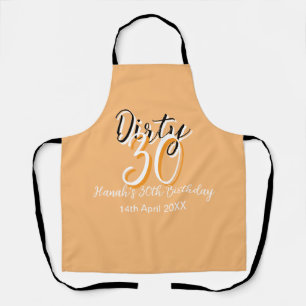 Dirty Thirty oranje witte eenvoudige retro verjaar Schort