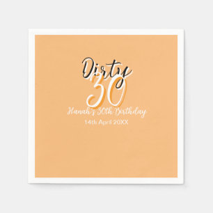 Dirty Thirty oranje witte eenvoudige retro verjaar Servet