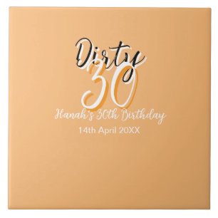 Dirty Thirty oranje witte eenvoudige retro verjaar Tegeltje