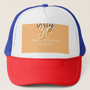 Dirty Thirty oranje witte eenvoudige retro verjaar Trucker Pet