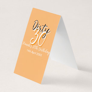 Dirty Thirty oranje witte eenvoudige retro verjaar Visitekaartjes