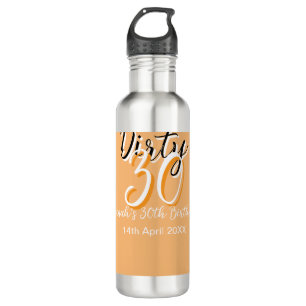 Dirty Thirty oranje witte eenvoudige retro verjaar Waterfles
