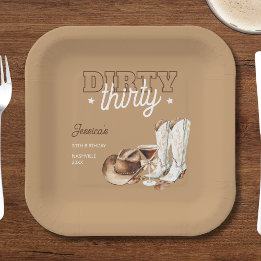 Dirty Thirty Western Country 30ste verjaardagsfees Papieren Bordje