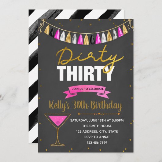Dirty trente rose invitation (Devant / Derrière)