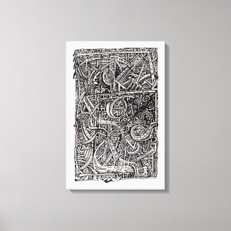 Dis-junctie, inkt tekening canvas afdruk
