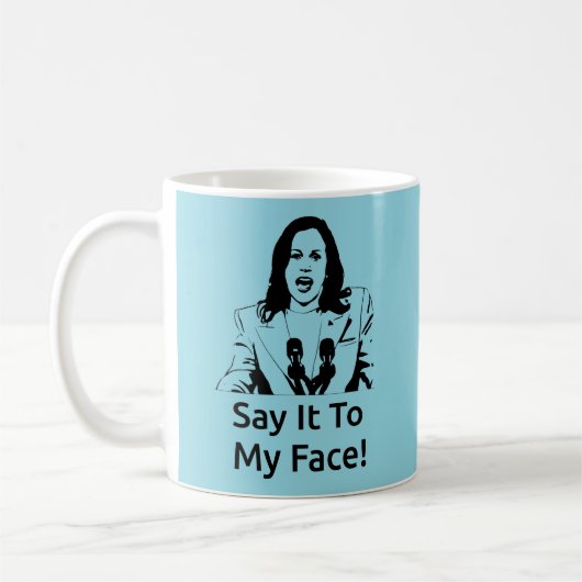 "Dis-Le À Mon Visage" Kamala Harris Mug - Bleu (Gauche)