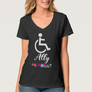 Disability Pride Awareness   Ally On Wheels Wheelc T-shirt