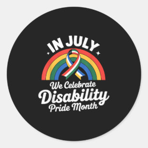 Disability Pride Flag Juli Gehandicapte Pride Maan Ronde Sticker