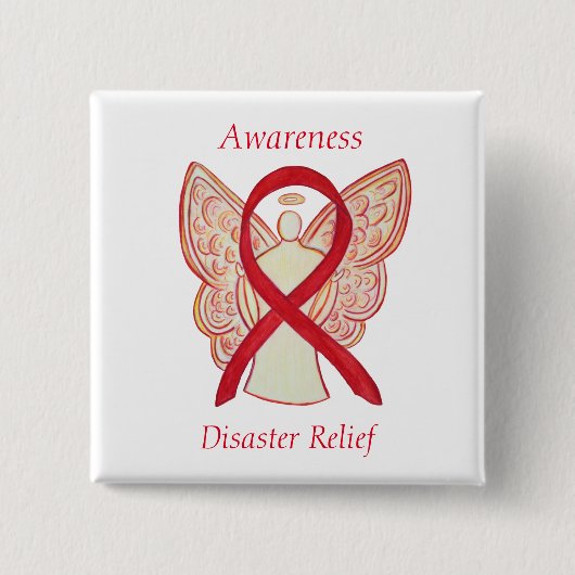 Disaster Relief Angel Awareness Ribbon Pins Vierkante Button 5,1 Cm (Voorkant)