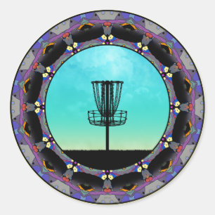 Disc Golf Abstracte mand 3 Ronde Sticker
