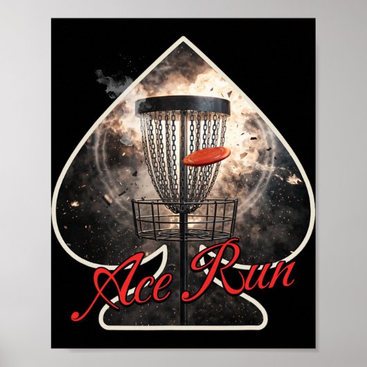 Disc Golf Ace Run Chains Basket Graphic For Frisbe Poster (Voorkant)