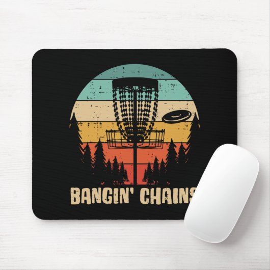 Disc Golf Bangin Chains Retro Frisbee Golfer Frolf Muismat (Met muis)