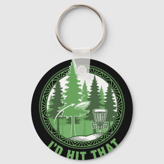 Disc Golf Basket Flying Disc Id Hit That Funny  Sleutelhanger (Voorkant)
