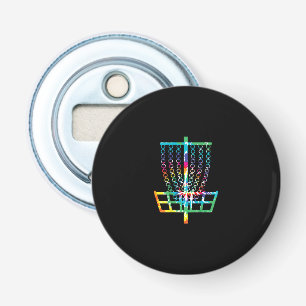 Disc Golf Basket - Hippie Rainbow Gift Button Flesopener