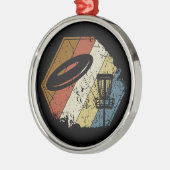 Disc Golf Basket Retro Metalen Ornament (Links)