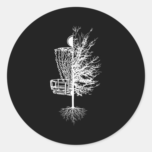 Disc Golf Basket Tree Frisbee Golf Ronde Sticker (Voorkant)