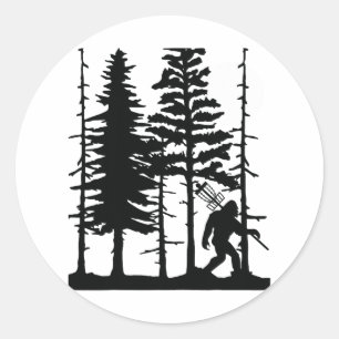 Disc Golf Bigfoot Hiding Wildlife Trees Natuur RET Ronde Sticker
