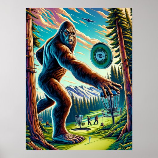 Disc Golf Bigfoot in de Bossen Poster (Voorkant)