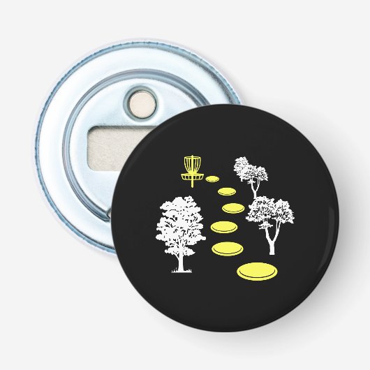 Disc Golf Bossen Disc Golfer Gift Button Flesopener (Voorkant)