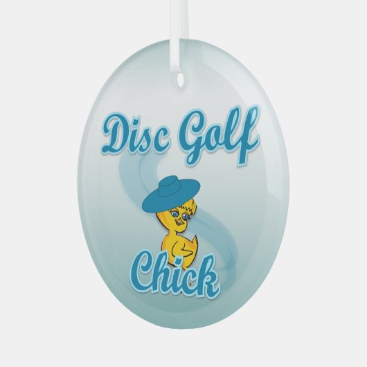 Disc Golf Chick #3 Glas Ornament (Voorkant links)