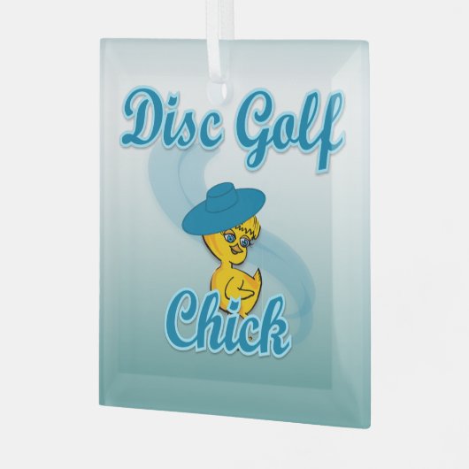 Disc Golf Chick #3 Glas Ornament (Voorkant links)