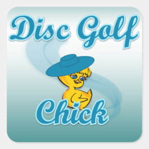 Disc Golf Chick #3 Vierkante Sticker