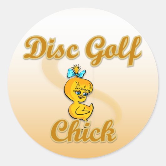 Disc Golf Chick Ronde Sticker (Voorkant)