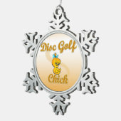 Disc Golf Chick Tin Sneeuwvlok Ornament (Rechts)