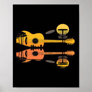 Disc Golf Gitaar Zonsondergang Natuur Reflectie Sp Poster
