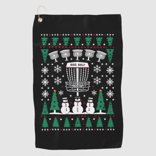 Disc Golf Lelijke Kersttrui Pyjama Cadeaus Golfhanddoek (Voorkant)