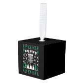 Disc Golf Lelijke Kersttrui Pyjama Cadeaus Kubus Ornament (Voorkant hoekig)